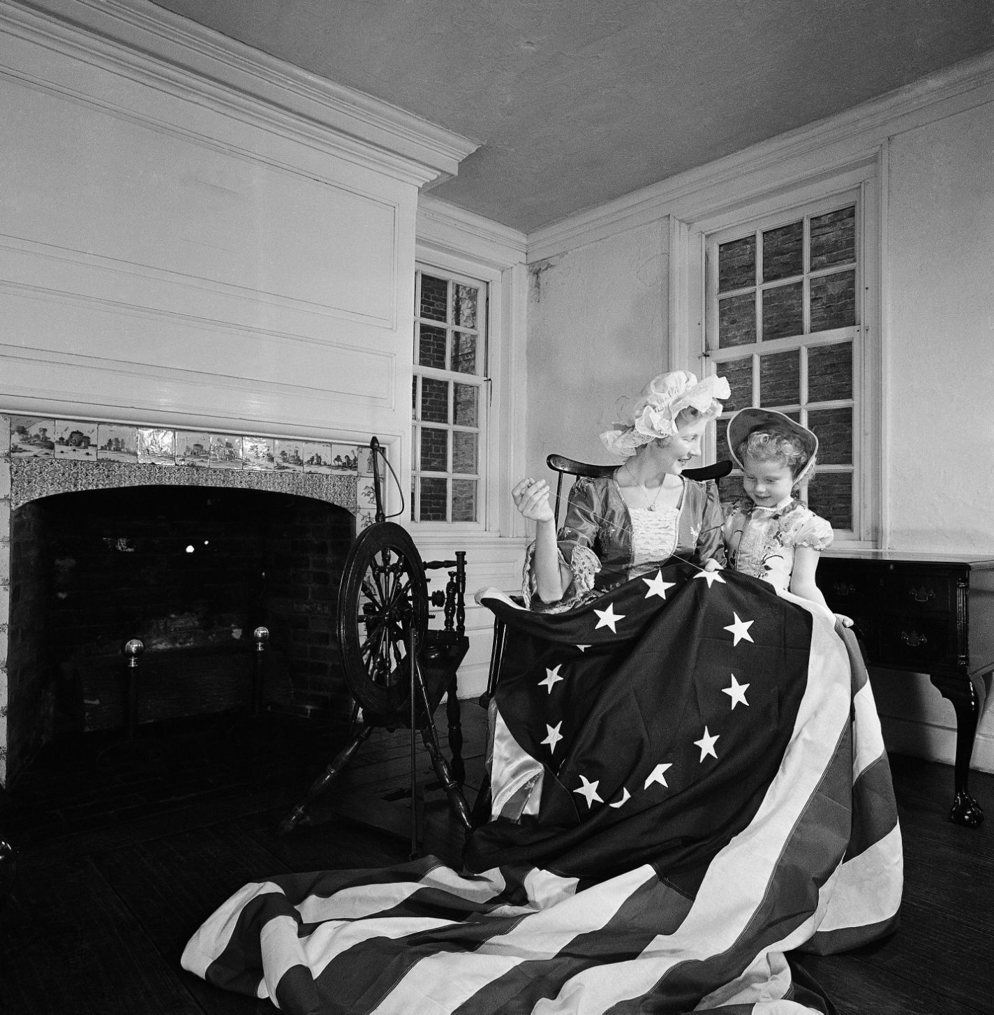 First American flag sewing
